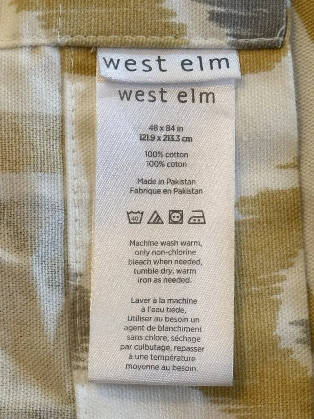 West Elm 2 Curtain Panels Gray Cream Cotton Southwestern Hidden Tab MCM Style
